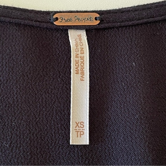 Free People Ruffle Your Feathers Deep V Flutter Sleeve Jumpsuit Black XS - Picture 11 of 13